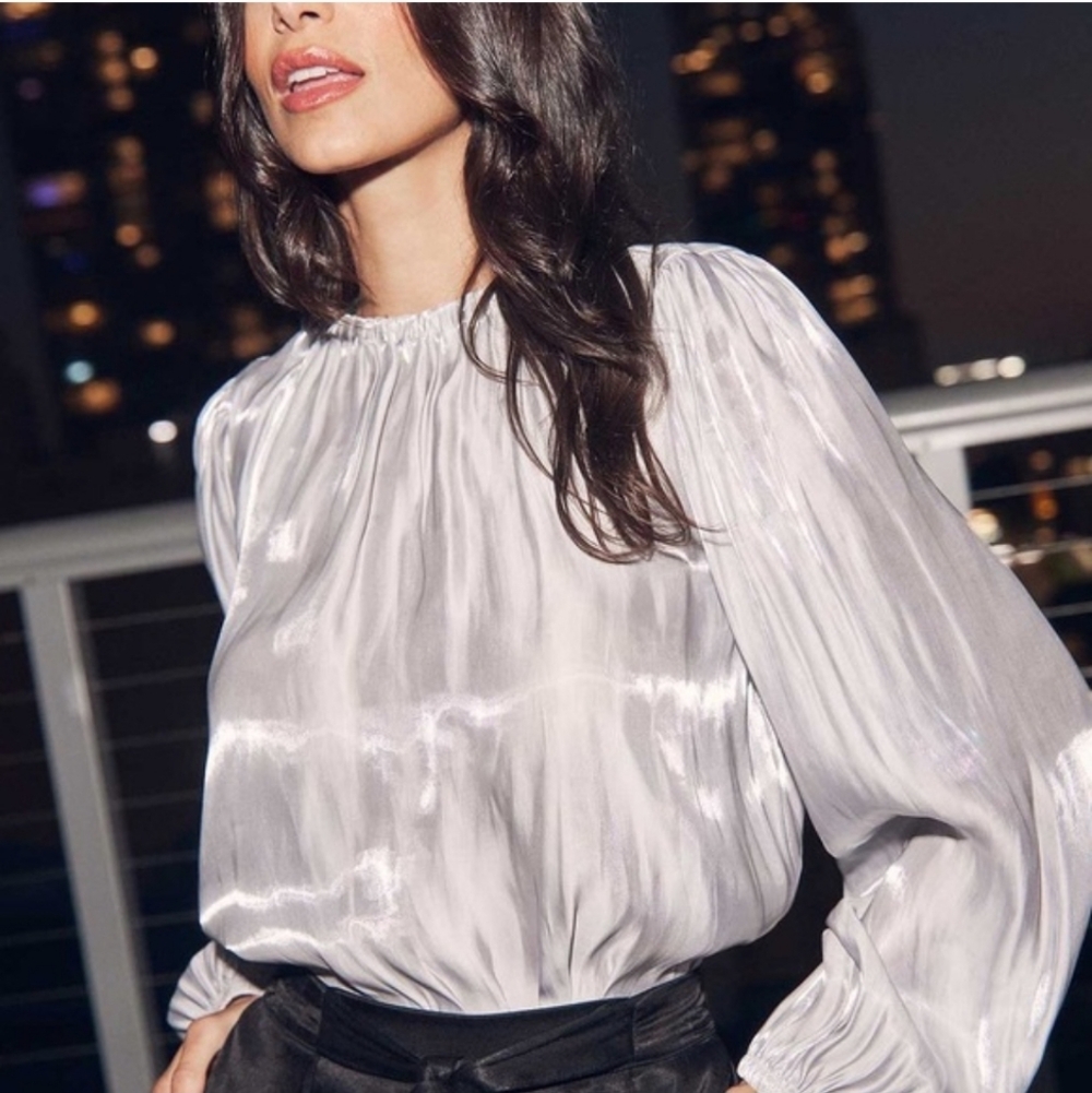 Bella Dahl "Elastic Shirred" Silky Blouse